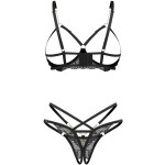 Matildea Black 2-pcs crotchless set S/M