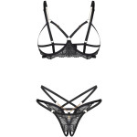 Matildea Black 2-pcs crotchless set S/M