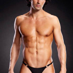 Microf. Thong w. Metal Rings Bl. L/XL