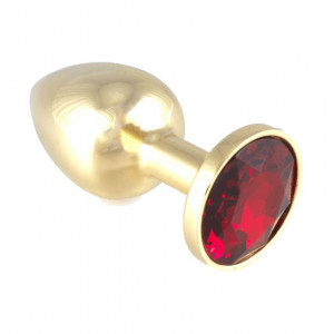 Butt Plug Metal With Crystal Red