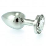 Butt Plug Small Metal With Crystal Clear