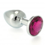 Butt Plug Small Metal With Crystal Red