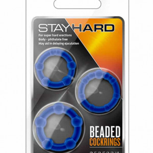 Stay Hard Beaded Cockrings Blue