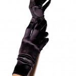 Wrist Length Satin Gloves, black, O/S