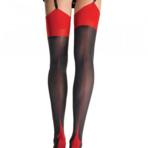 Contrast Top Thigh High Black/Red O/S