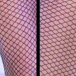 CR 4309 O/S 2 pairs 2 colors Black and Black/Silver(Lurex) small hole Fishnet Pantyhouse 1 Pair standard black color 1 Pair black/silver Lurex