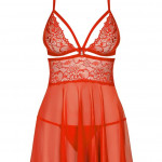 838-BAB-3 babydoll &amp; thong red S/M