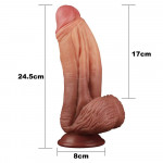 10" Dual-layered Silicone Nature Cock Brown