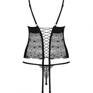 Sharlotte corset &amp; thong black L/XL