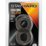 STAY HARD COCK RING AND BALL STRAP BLACK