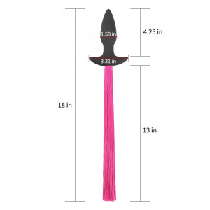 Silicone Anal Plug with Pony Tail Red
