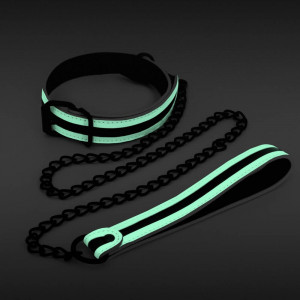 GLO Bondage - Collar and Leash - Green