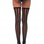 Sheer Stockings with Vertical Stripes