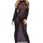 Long sleeved long dress, black, O/S