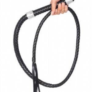 Rhinestone Handle Whip Black