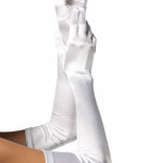 Extra Long Satin Gloves, white, O/S