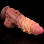 9.5'' Dual layered Platinum Silicone Cock with Rope