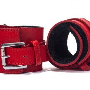 Hand Cuffs Grain Leather Red/Black