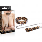 LEOPARD FRENZY COLLAR WITH LEASH