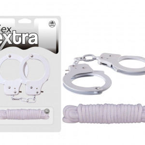 SEX EXTRA - METAL CUFFS &amp; LOVE ROPE WHITE