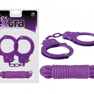 SEX EXTRA - METAL CUFFS &amp; LOVE ROPE PURPLE