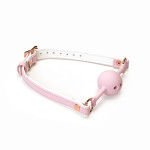 White &amp; Pink Fairy Goat Leather Ball Gag