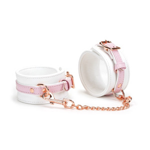 White &amp; Pink Fairy Goat Leather Ankle Cuffs