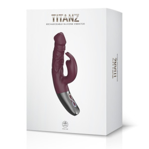 TITANZ 7" SILICONE RECHARGEABLE VIBRATOR IN RUBINE RED