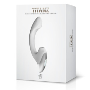 TITANZ 8" SILICONE RECHARGEABLE VIBRATOR IN IVORY WHITE