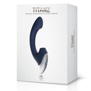 TITANZ 8 " SILICONE RECHARGEABLE VIBRATOR IN BLUE