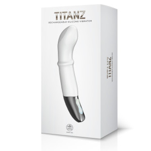 TITANZ 7" SILICONE RECHARGEABLE VIBRATOR IN IVORY WHITE