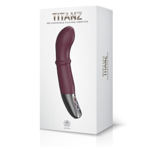 TITANZ 7" SILICONE RECHARGEABLE VIBRATOR IN RUBINE RED