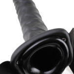 8" Vibrating Hollow Strap-On Black