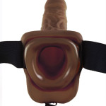 9" Hollow Strap-On with Balls Brown/Black