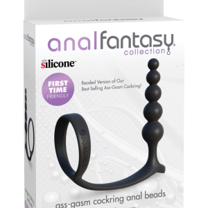 Ass-Gasm Cockring Anal Beads Black