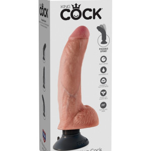 9" Vibrating Cock with Balls Light