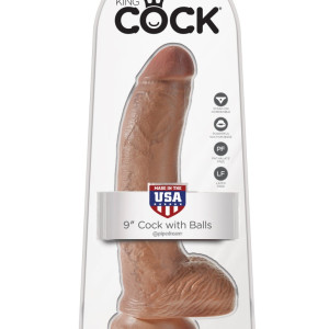 9" Cock with Balls Tan