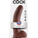 9" Cock with Balls Brown