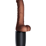 7.5" Thrusting Cock with Balls Brown