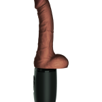 7.5" Thrusting Cock with Balls Brown