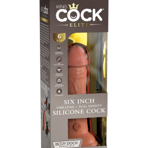 6" Dual Density Vibrating Silicone Cock Tan