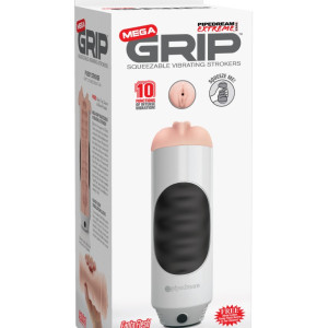 Mega Grip Vibrating Stroker Pussy White/Black/Light