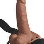 6" Hollow Rechargeable Strap-On with Balls Tan