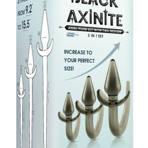 Black Axinite 3 In 1 Anal Plug Kit Set with Tail Design