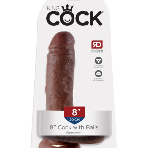 8" Cock with Balls Brown