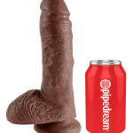 8" Cock with Balls Brown