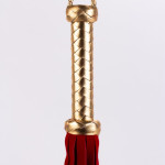 Flogger with Metallic Leather Handle and Suede Leather Tails Red 18"
