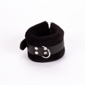 Handcuff Design Made in Calf Softy Leather and Puffed Fur Black
