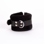 Handcuff Design Made in Calf Softy Leather and Puffed Fur Black