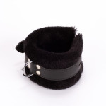 Handcuff Design Made in Calf Softy Leather and Puffed Fur Black